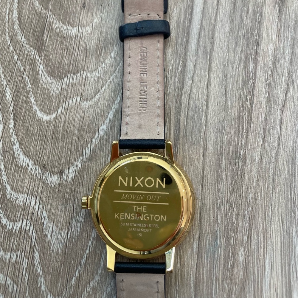 Nixon Black Leather Kensington Gold Watch - Picture 3 of 3